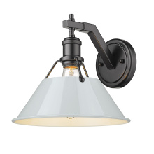Golden 3306-1W BLK-DB - Yep by Golden Lighting Orwell 1-light Wall Sconce in Matte Black and Dusky Blue shade